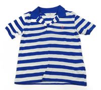 Safírovo-bílé pruhované polo tričko s kotvou H&M