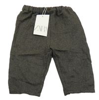 Nové - tmavošedé melírované vlněné kalhoty ZARA