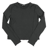 Tmavosivé rebrované crop tričko s prestrihmi Page one young