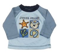 Světlemodro-modrošedo-tmavomodré triko s obrázky Baby Mac