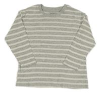 Šedo-bílé pruhované melírované žebrované mikinotriko Nutmeg