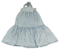 Nové - modro-biele batikované rifľové šaty s volánikmi F&F