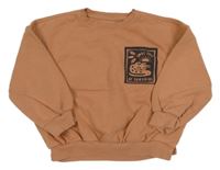 Skořicová oversize mikina s krokodýlky a nápismi George