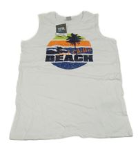 Nové - biele tielko s nápismi a palmou Y.F.K.