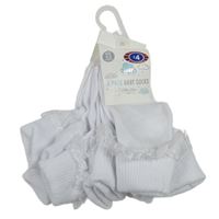 Nové - 6x - Bílé ponožky s organzovým volánkem 