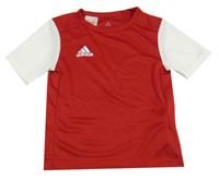 Tmavočerveno-bílé funkční sportovní tričko Adidas