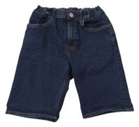 Tmavomodré slim fit teplákové rifľové kraťasy H&M