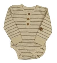 Béžovo-hnědé melírované pruhované body s knoflíky Topomini