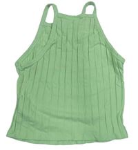 Zelenkavý rebrovaný crop top Shein