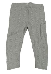 Šedé melírované pletené tepláky s copánkovým vzorem H&M