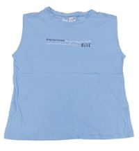 Modré tričko s vlnami a nápisom Blue Seven