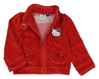 Červená zamatová prepínaci mikina s Hello Kitty