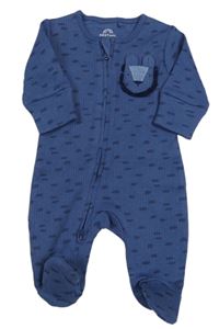 Tmavomodrý vzorovaný rebrovaný overal s lvem zn. Next