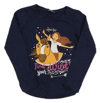 Tmavomodré triko s koněm a dívkou - Spirit