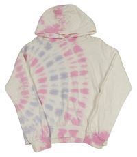 Bílo-růžovo-lila batikovaná mikina s kapucňou F&F