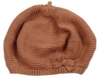 Staroružová pletená čapica s mašlou