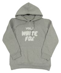 Sivá melírovaná mikina s nápisom a kapucňou