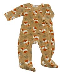 Hnědý chlupatý overal s liškami Ergee