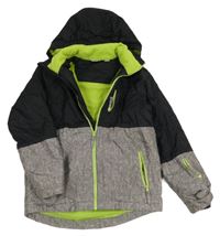 Černo-šedá šusťáková lyžařská funkční bunda s kapucí Crane