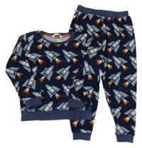 Tmavomodré plyšové pyžamo s raketami M&S