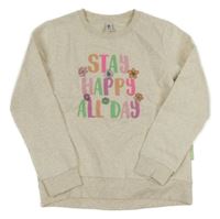 Béžová melírovaná mikina s nápisom s kvetinami Yigga