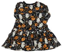 Čierne bavlnené šaty s duchy a dýněmi F&F