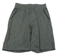 Tmavošedé melírované teplákové kraťasy