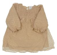 Hnědé třpytivé puntíkaté šaty Zara