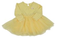 Žluté bavlněno/tylové šaty s kapsou a králíkem Dunnes