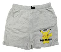 Sivé melírované teplákové kraťasy s Pikachu Sinsay