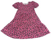 Ružovo-čierne leopardí šaty Matalan