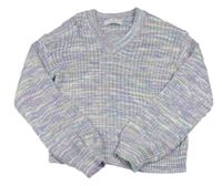 Lila-modro-biely melírovaný crop sveter H&M