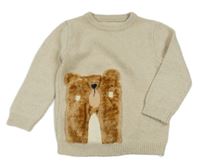 Svetlobéžový vlnený sveter s medvěďom George