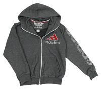 Sivá prepínaci mikina s logom a kapucí - Adidas