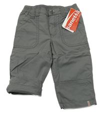 Nové - tmavošedé plátěné podšité kalhoty 