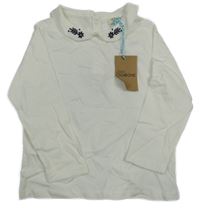 Nové - bílé triko s výšivkou na límečku 