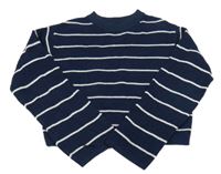 Tmavomodro-biely pruhovaný crop sveter H&M