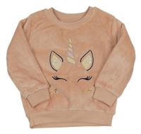 Ružová plyšová mikina s jednorožcom C&A