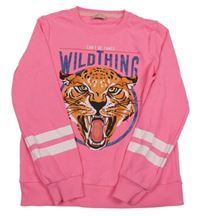 Neonově růžová mikina s tygrem a nápisem ONLY