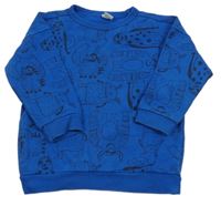 Safírovo-čierna vzorovaná mikina s príšerkami Tu