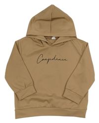 Hnedá mikina s nápisom a kapucňou Shein