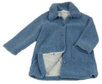 Modrá huňatá podšitá bunda mango