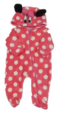 Ružová bodkovaná á chlpatá kombinéza s kapucí - Minnie Disney