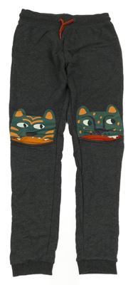 Tmavošedé tepláky s leopardy 