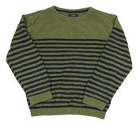 Zeleno-tmavomodrý pruhovaný ľahký sveter Next