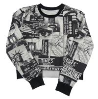 Čierno-sivá crop mikina s nápismi