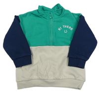 Zeleno-smetanovo-tmavomodrá mikina M&S