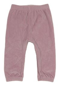 Růžové žebrované sametové plyšové tepláky Nutmeg