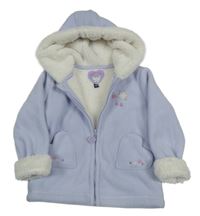 Lila fleecová zateplená bunda s kapucňou a nášivkami