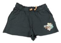 Tmavosivé teplákové kraťasy s květem Dopodopo